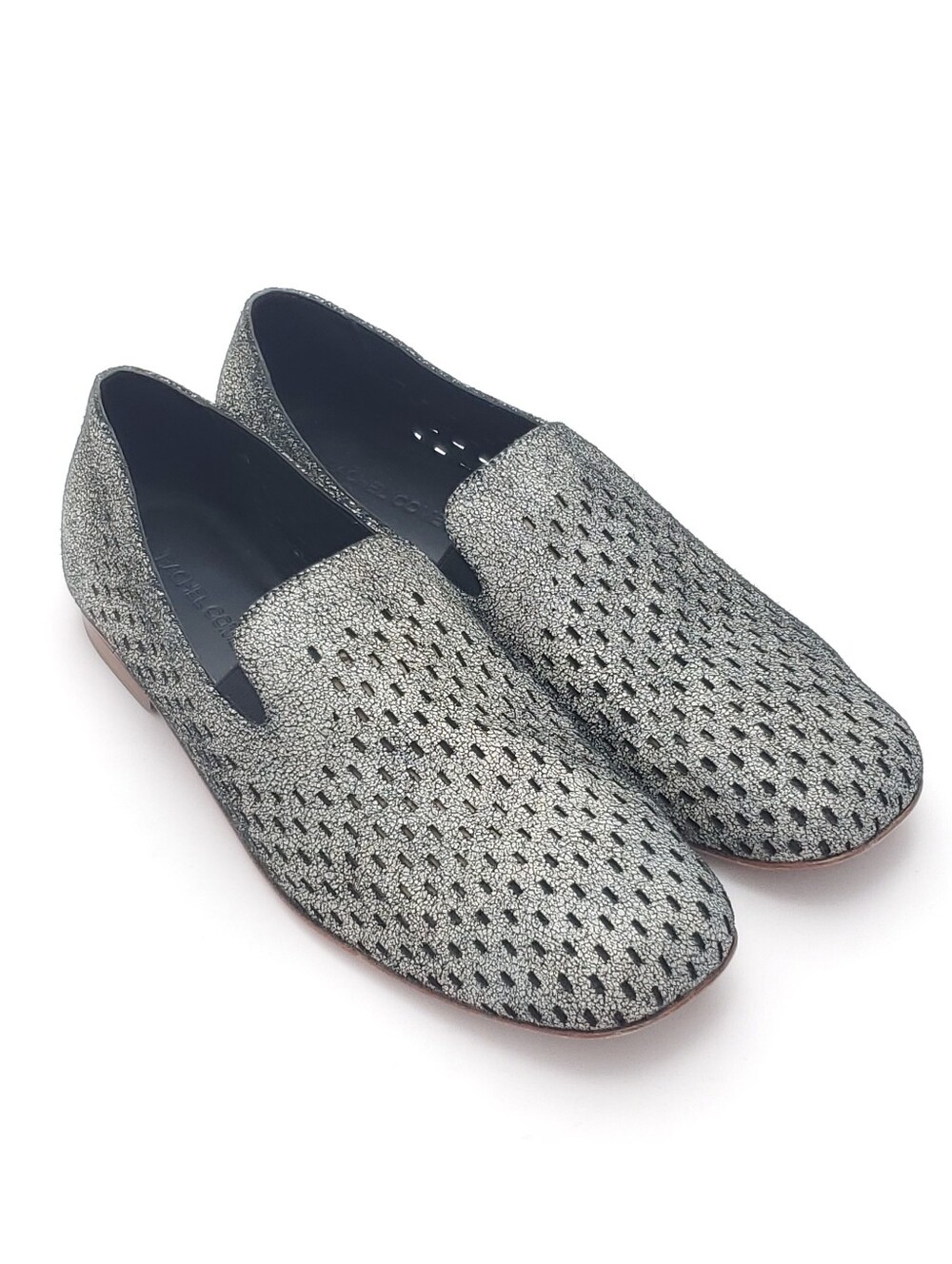 Rachel Comey Silver Metallic Perforated Leather Loafers Size 8